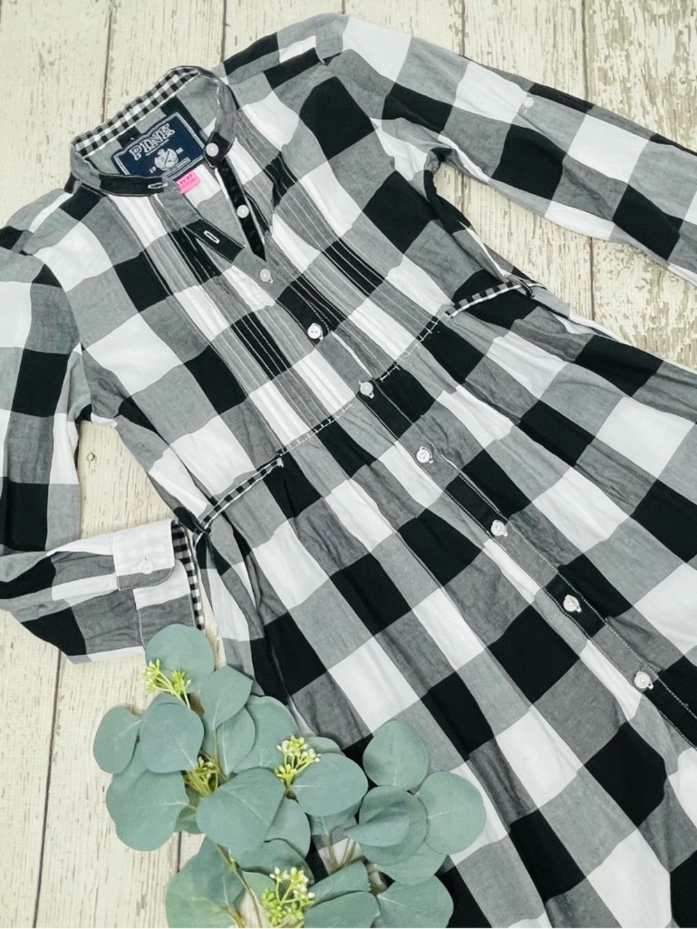 PINK Victoria’s Secret Y2K Plaid Button Up Tunic